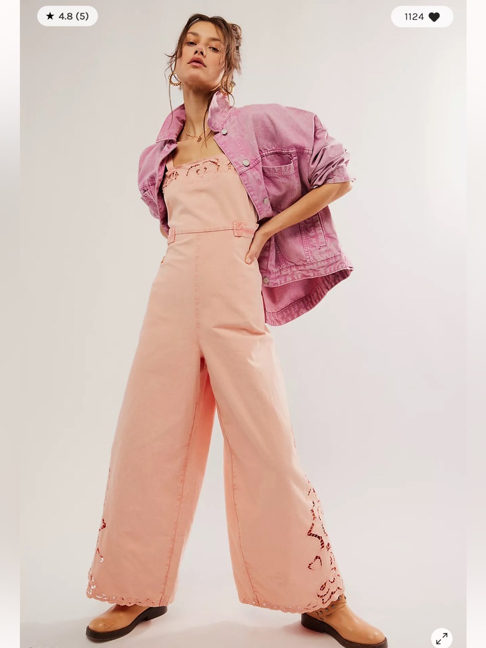 Free People Leighton Cutwork Scalloped Jumpsuit